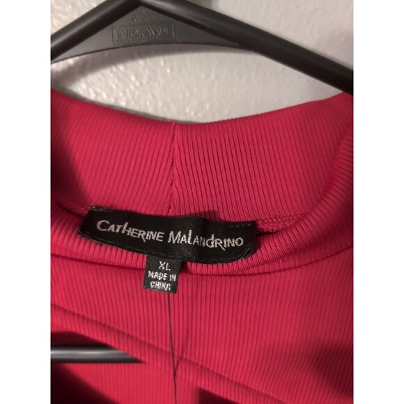 CATHERINE MALANDRINO Women's Size XL Ruby Red CutOut 3/4 Sleeve Mock Neck Blouse - Picture 2 of 8